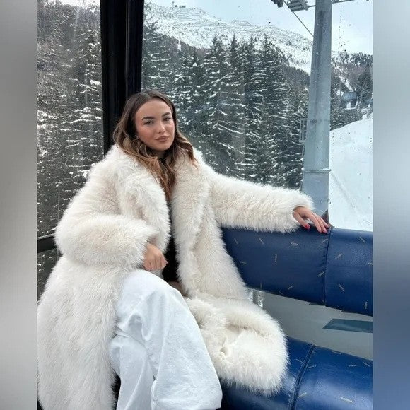 White Lux Faux Fur Coat