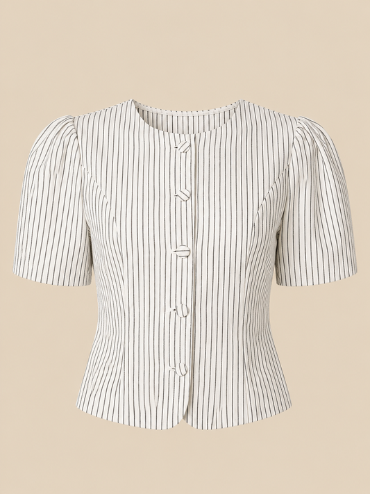 Stripe Puff Sleeve Top