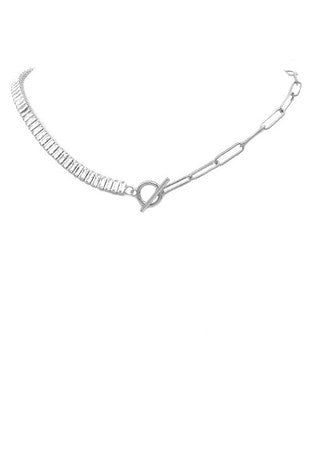 Silver Chain Toggle Necklace 14” +4” EXT STONE #70920256