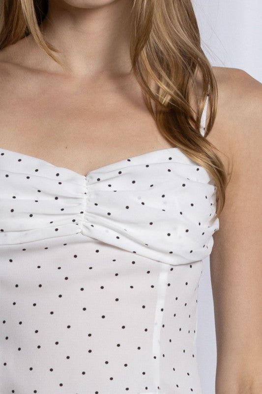 Polka Dot Print Lace Cami