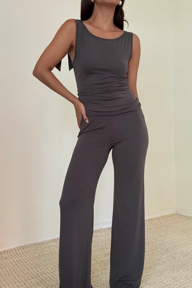 Grey Tie Top & Pant Set