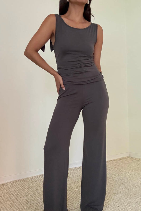 Grey Tie Top & Pant Set