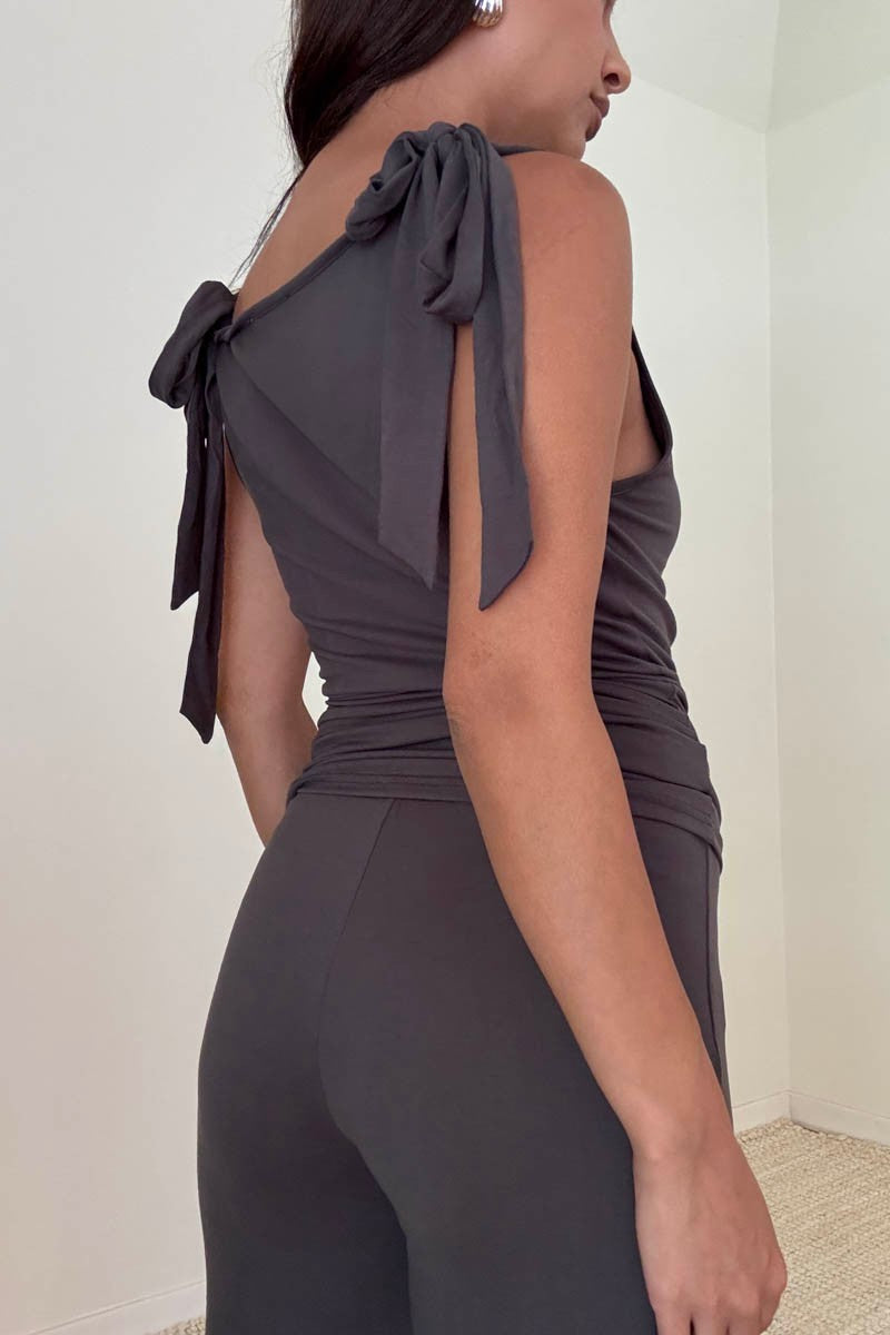 Grey Tie Top & Pant Set