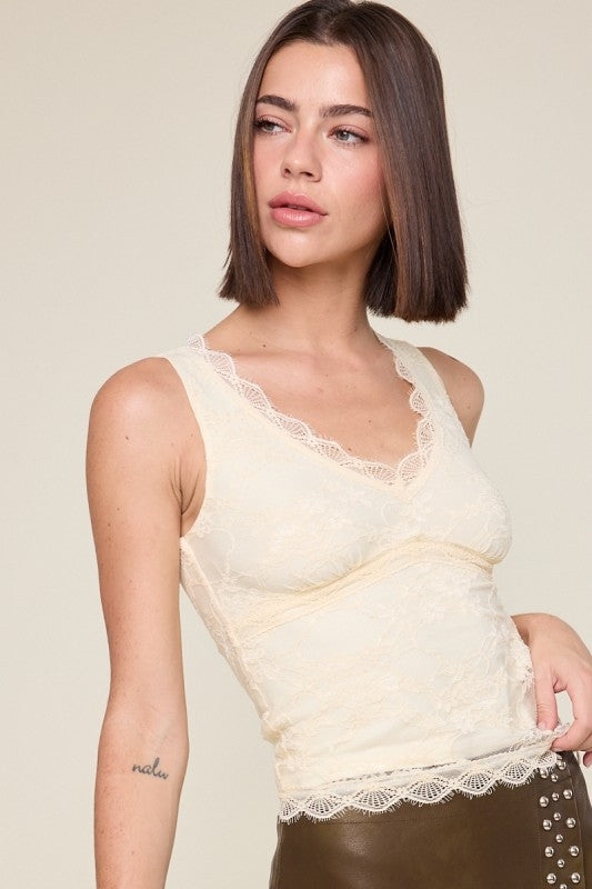 Lace V-Neck Layering Top