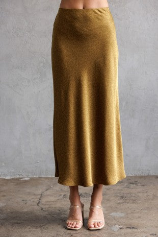 Satin Leopard Print Skirt