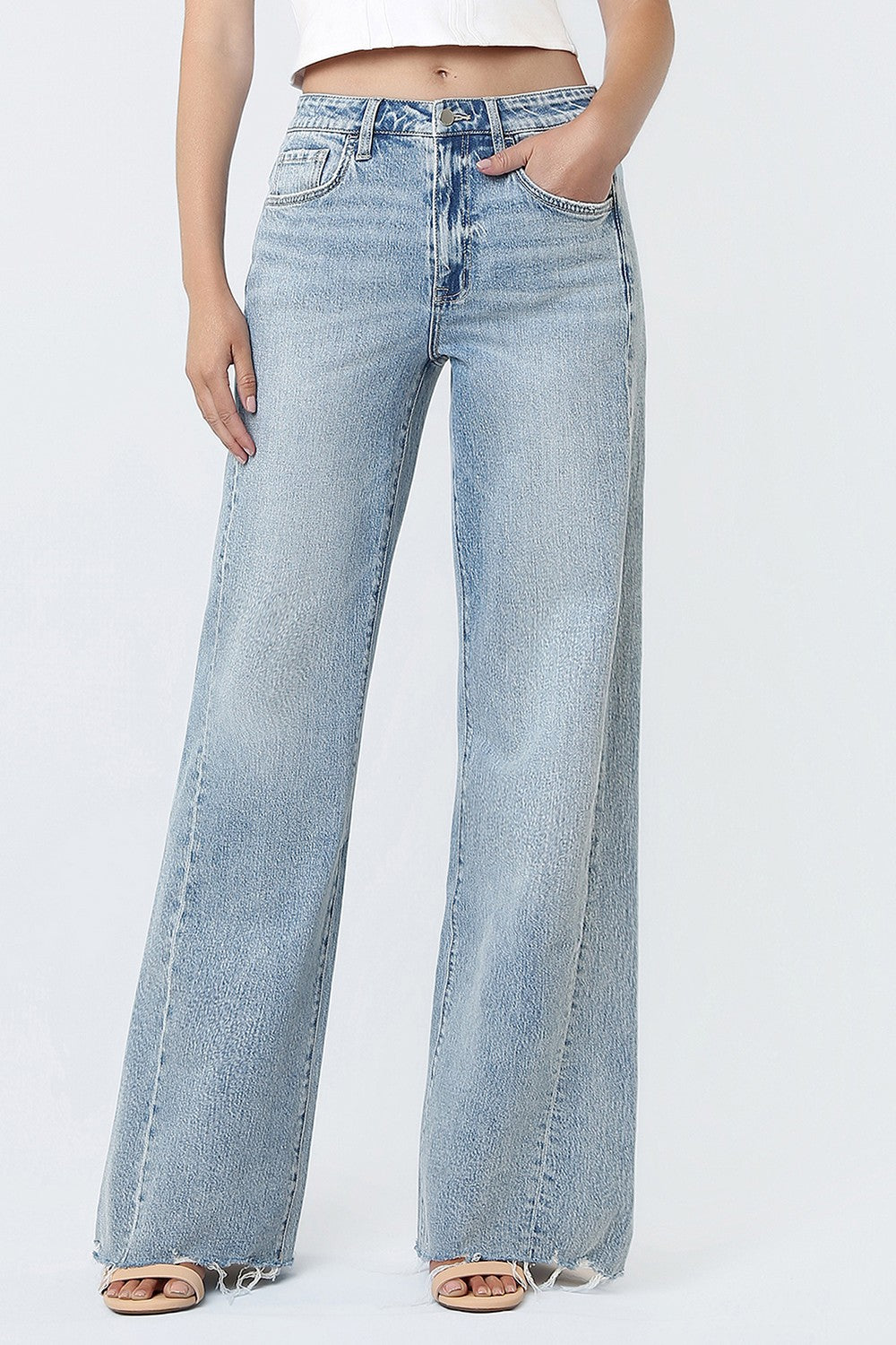 High RIse Raw Hem Vintage Wash
