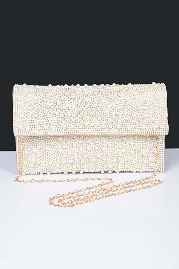 Faux Pearl Party Clutch