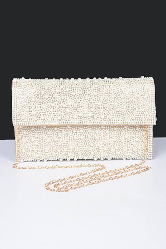 Faux Pearl Party Clutch