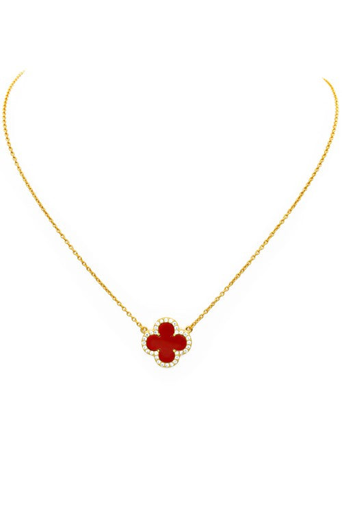 Oxyn Stone Clover Necklace 16”  with 2” extension #1162026