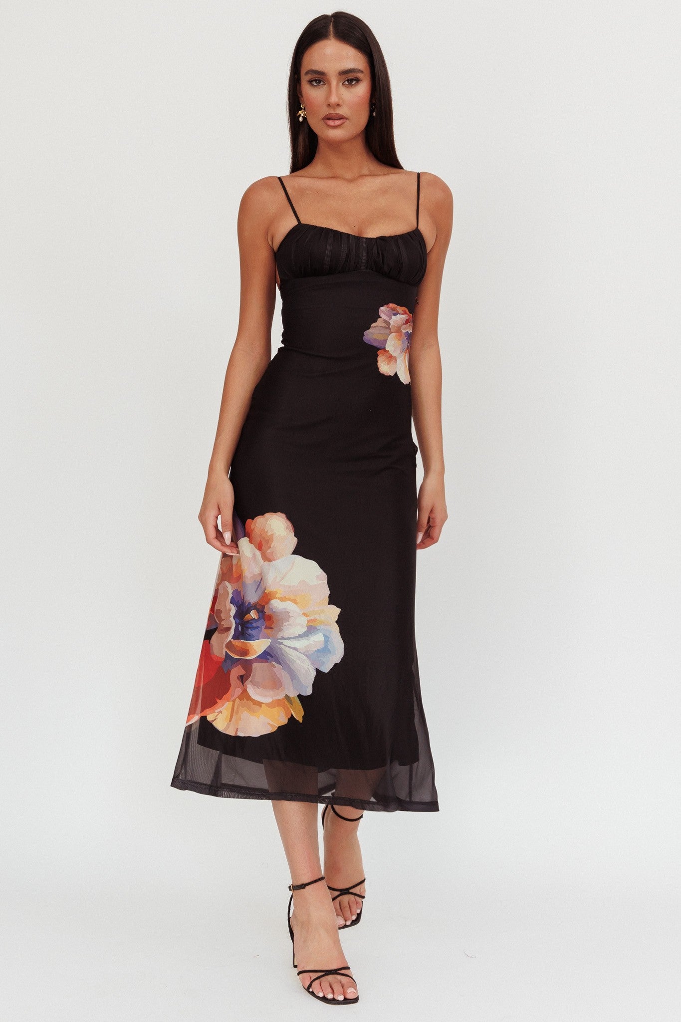 Floral Design Mesh Dress