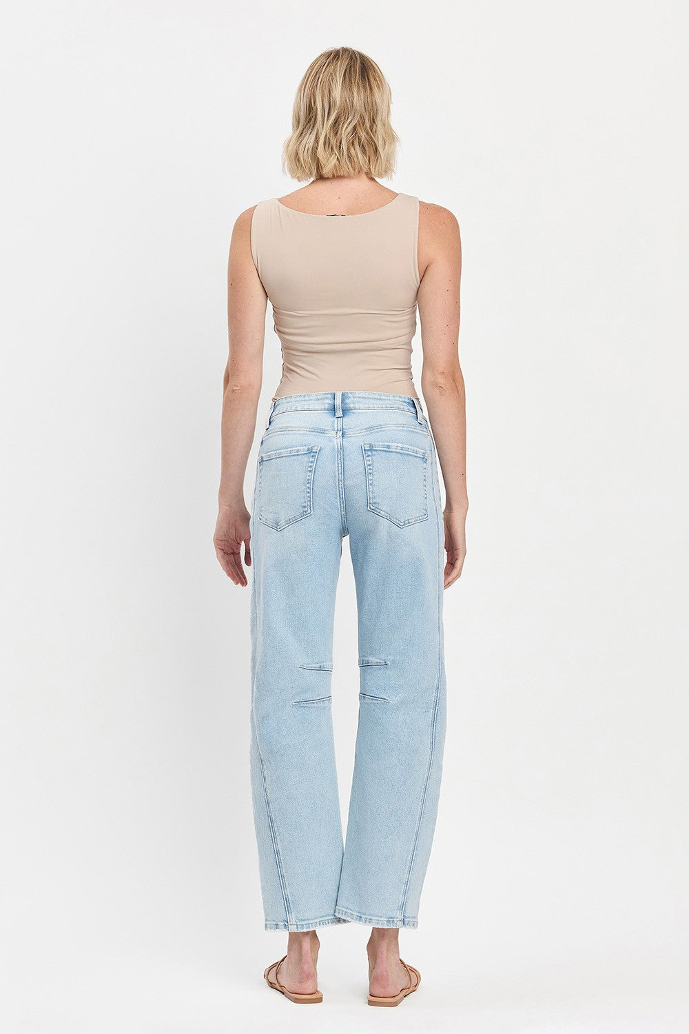 High Rise Light Wash Barrel Jean