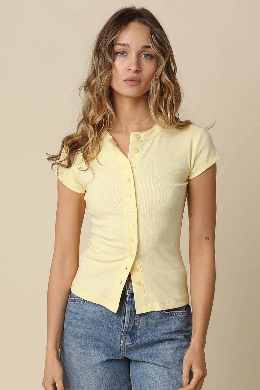 Buttercream Button-Front Top