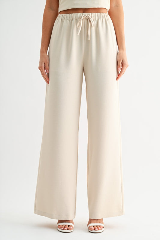 Tie Waist Wide Leg Pant