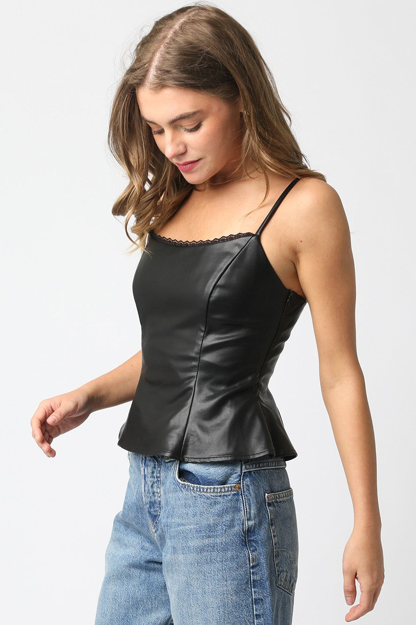 Faux Leather Top