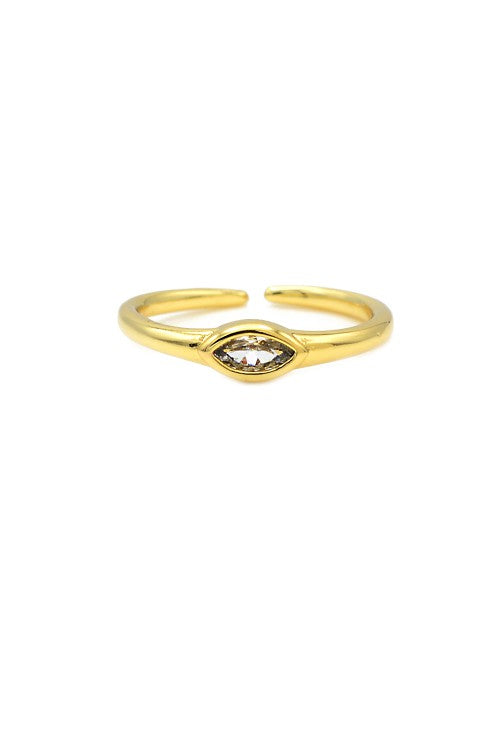 Ring Gold Cubic Zirconia Teardrop Adjustable Band Ring