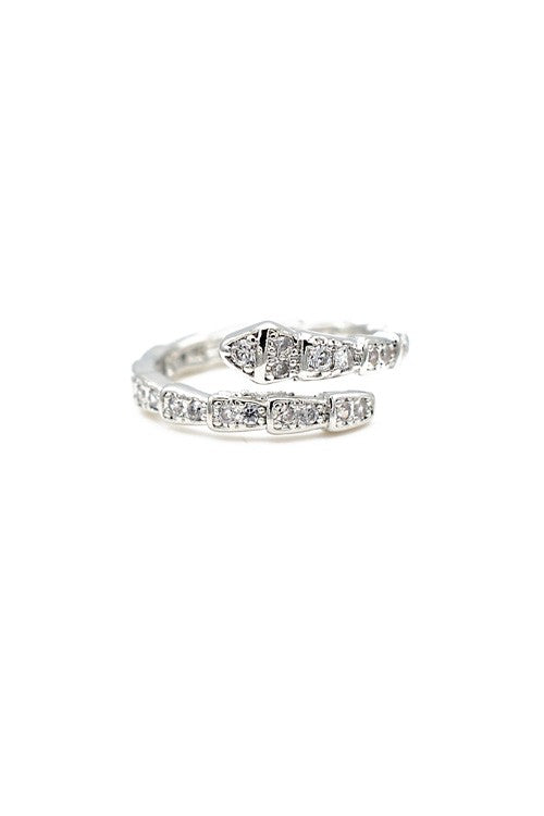 Ring Silver Cubic Zirconia Snake Adjustable Ring