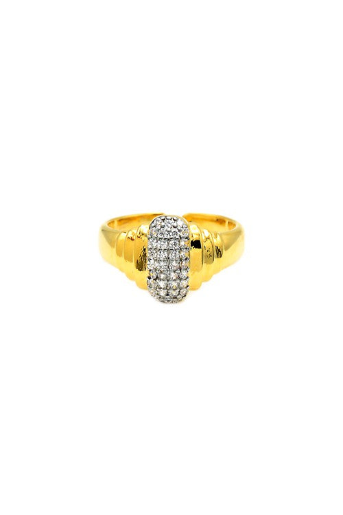 Ring Gold Cubic Zirconia Pave Adjustable Ring