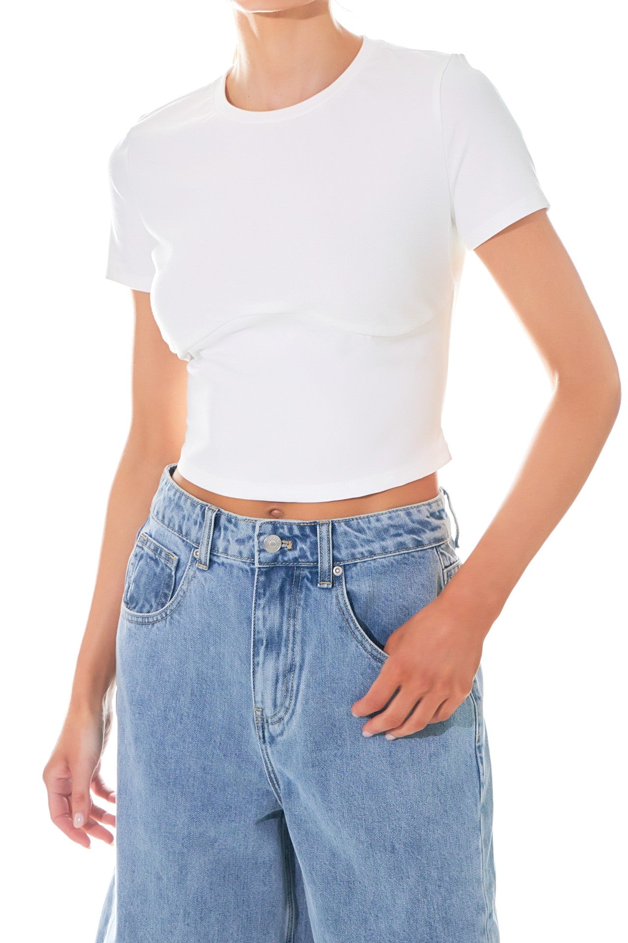 Cropped Bustier Short Sleeve Top