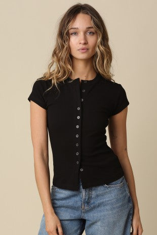 Buttercream Button-Front Top