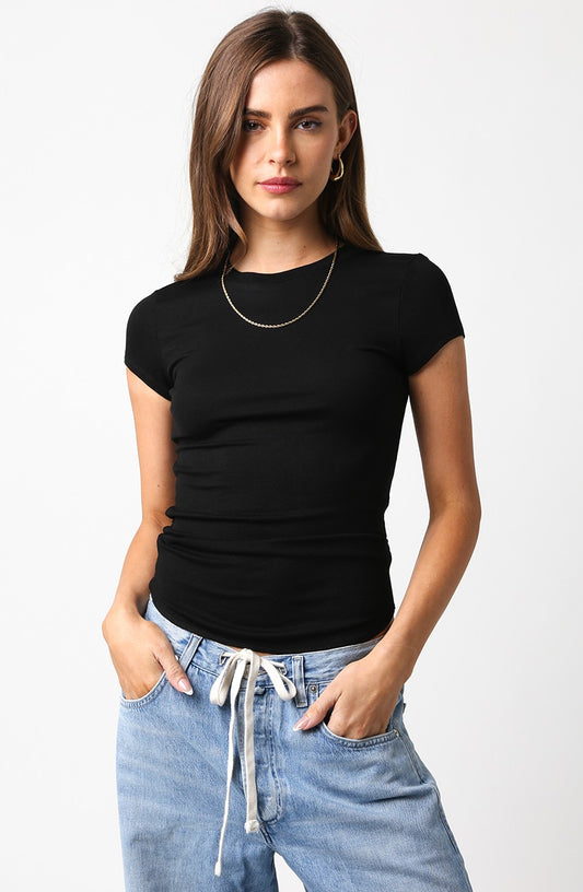 Ribbed Cap Sleeve Bodycon Tee