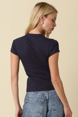 Button Front Ribbed Tee