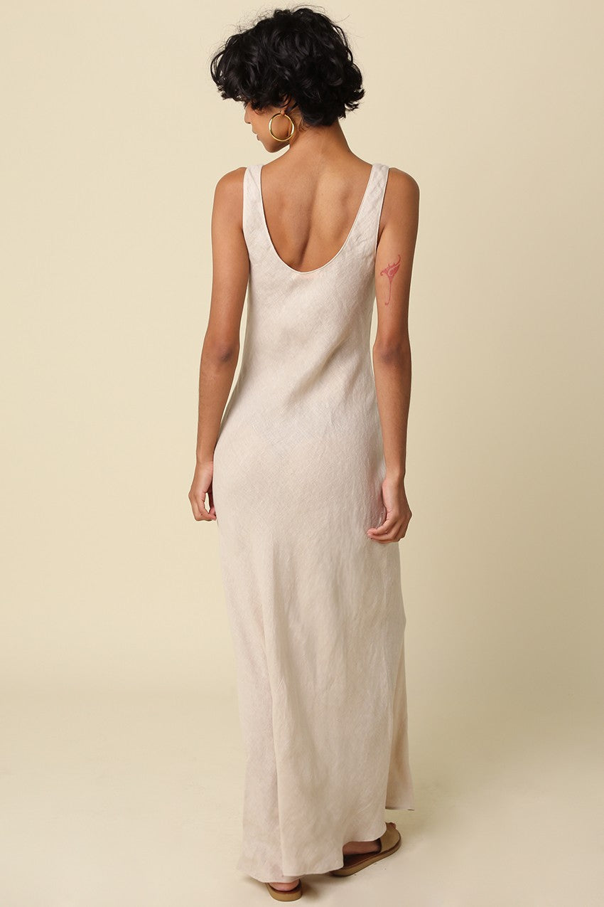 Linen Scoop Neck Dress