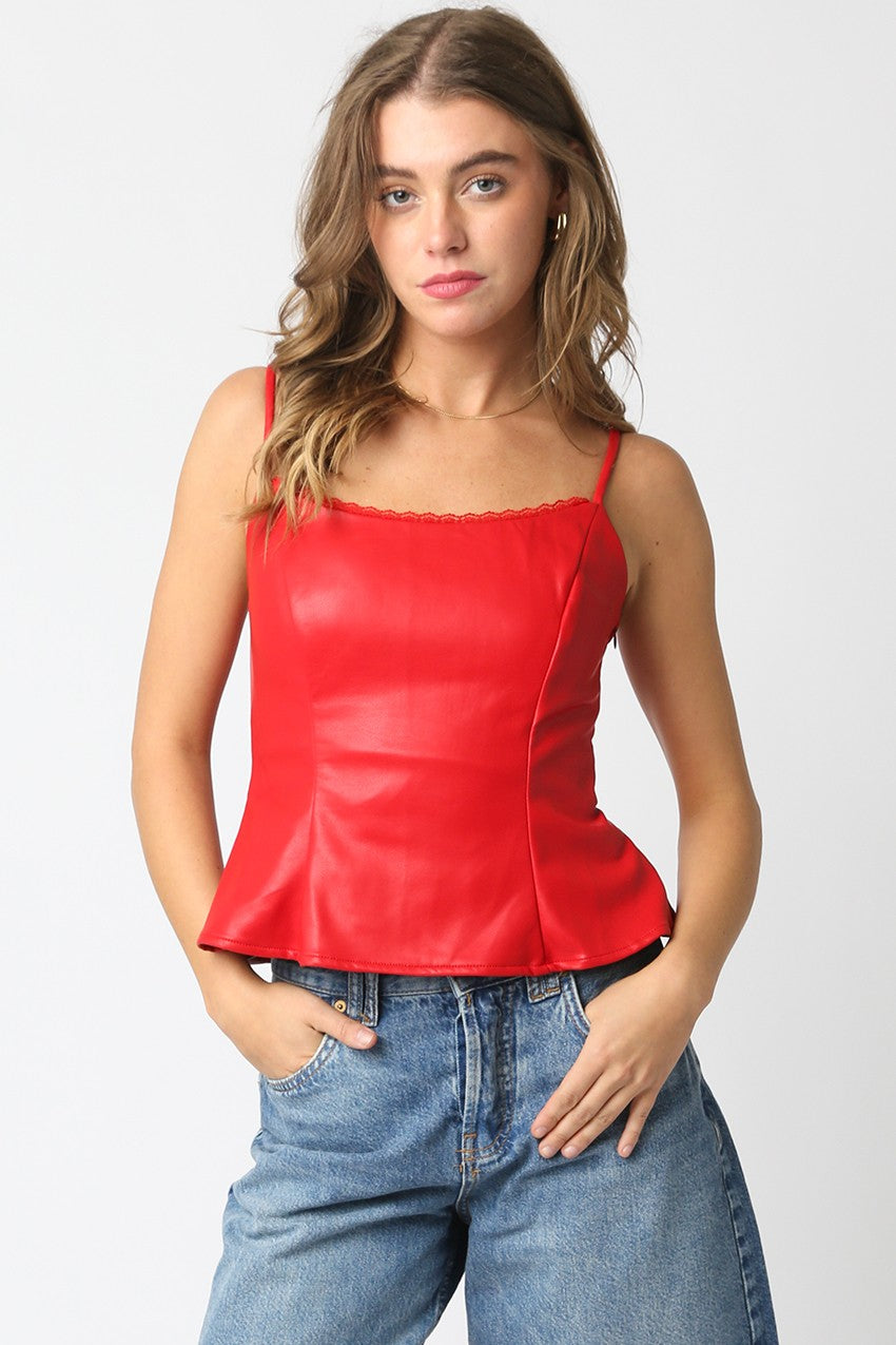 Faux Leather Top