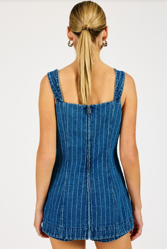 Designer Stripe Denim Romper