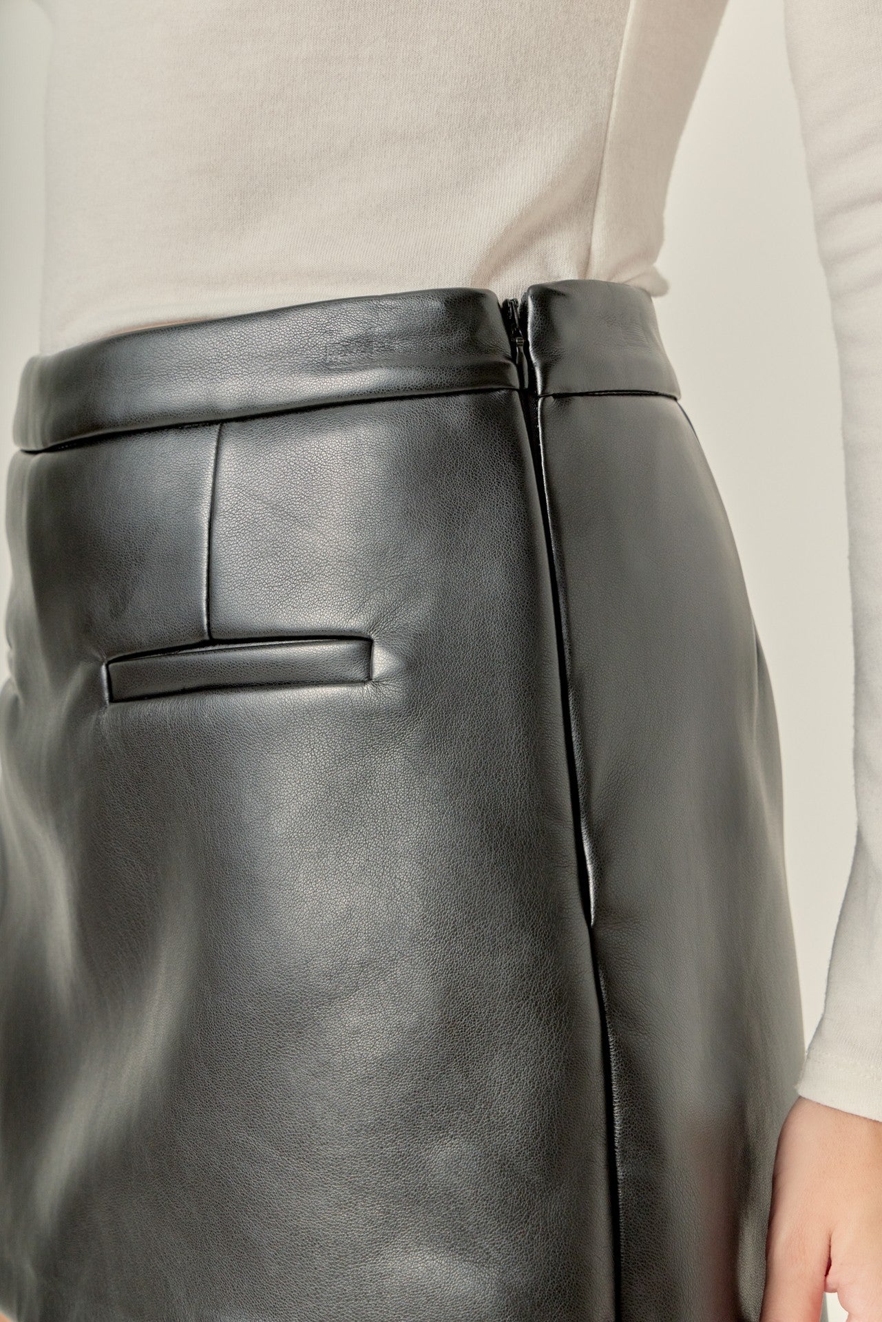 Faux Leather Black Skort