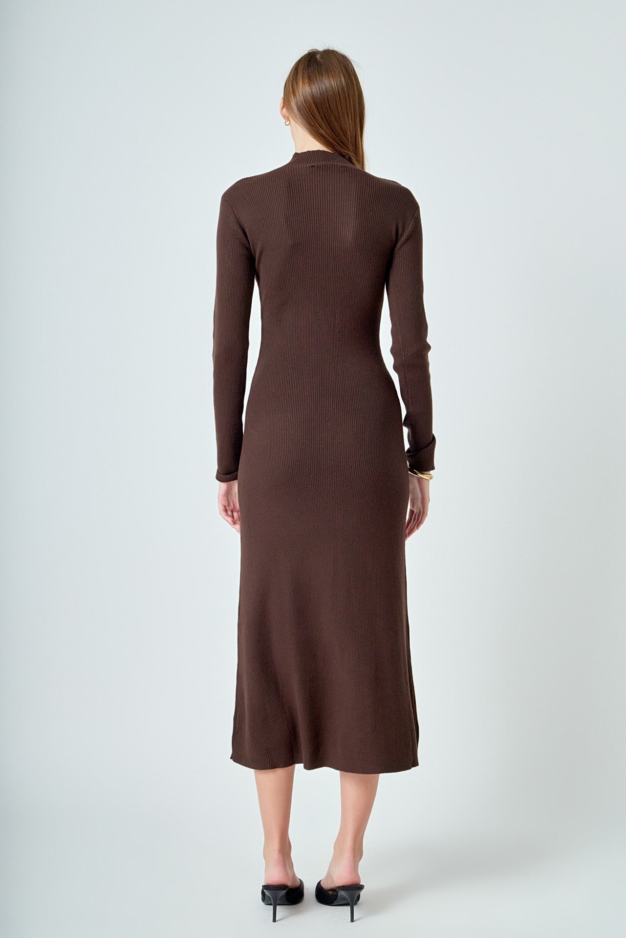 Rib Knit Long Sleeve Dress