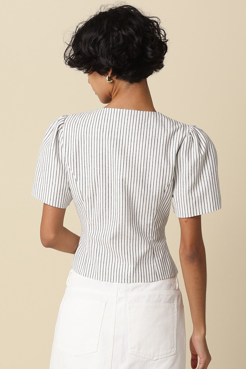 Stripe Puff Sleeve Top