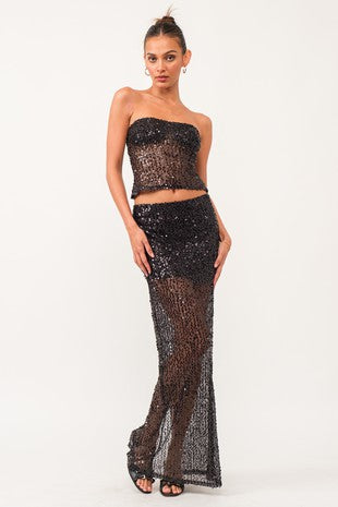 Mesh Sequin Tube Top