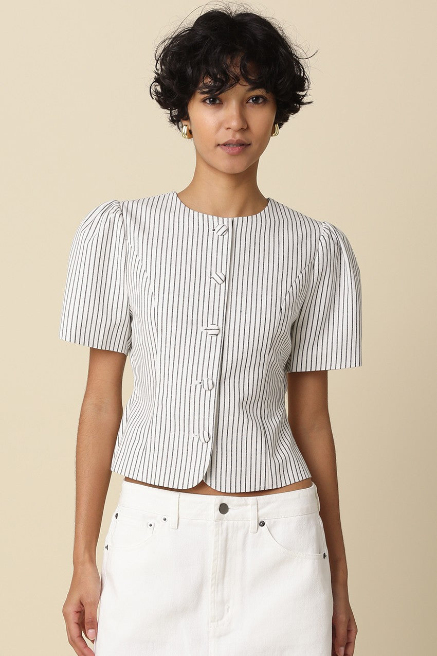 Stripe Puff Sleeve Top