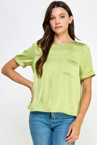 Satin Tee With Pocket