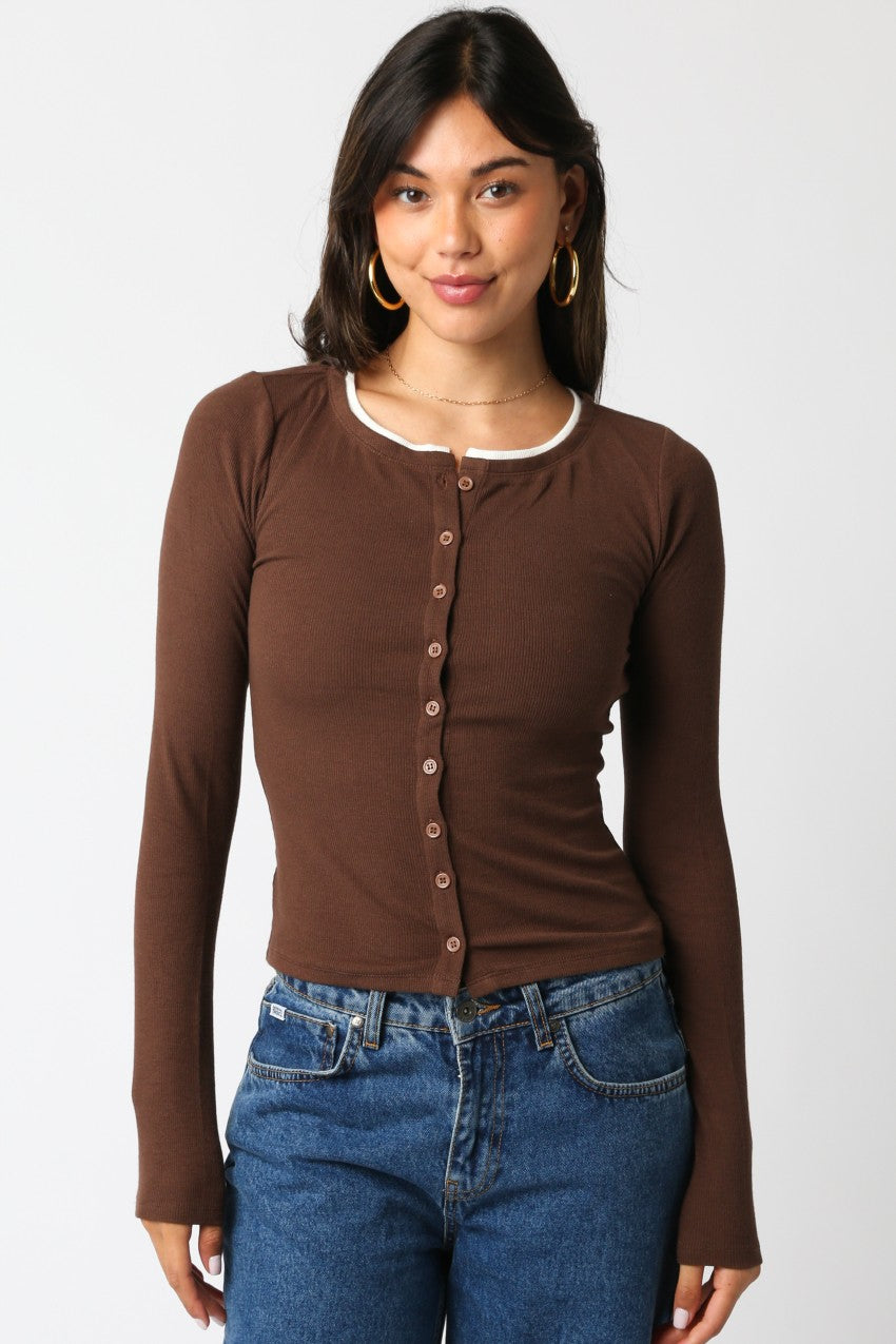 Two Tone Ribbed Long Sleeve