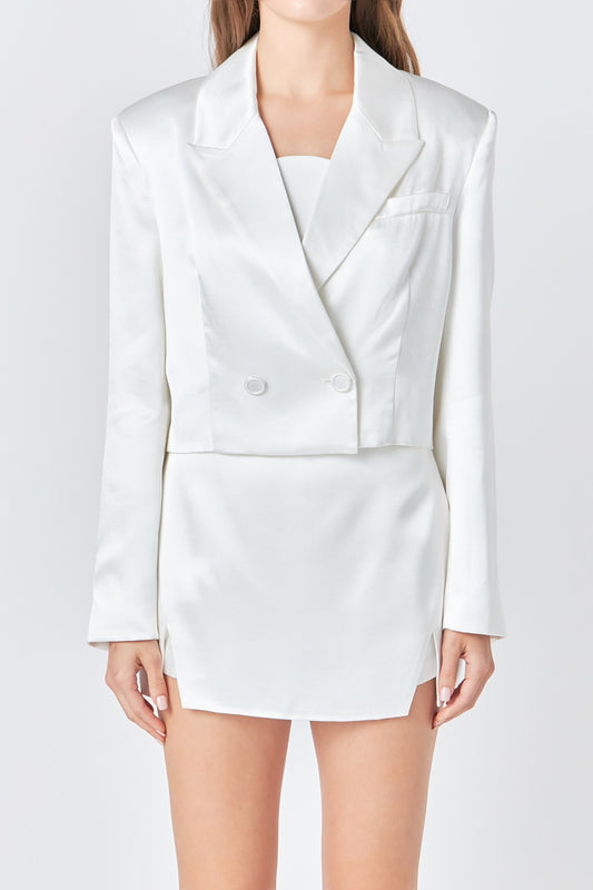 Satin Crop Blazer