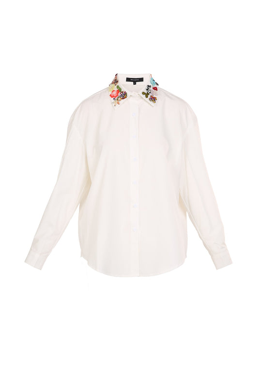 Designer White Collar Detail Top