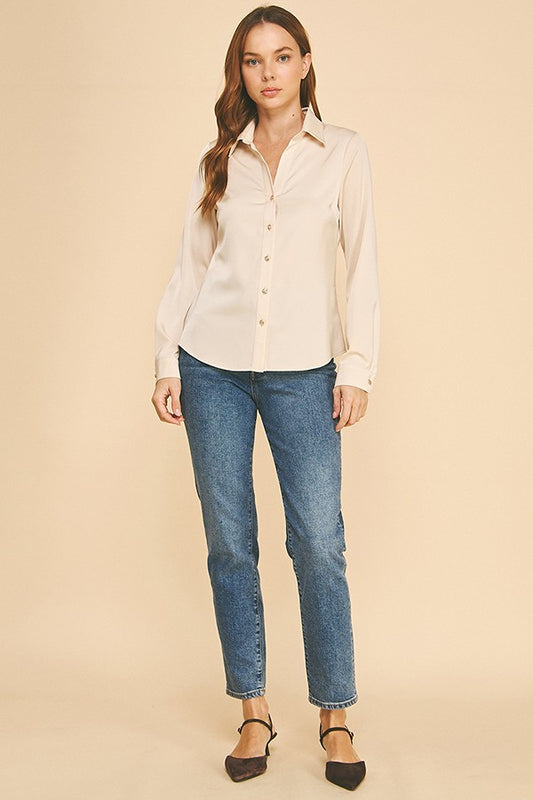 Satin Collar Button Down