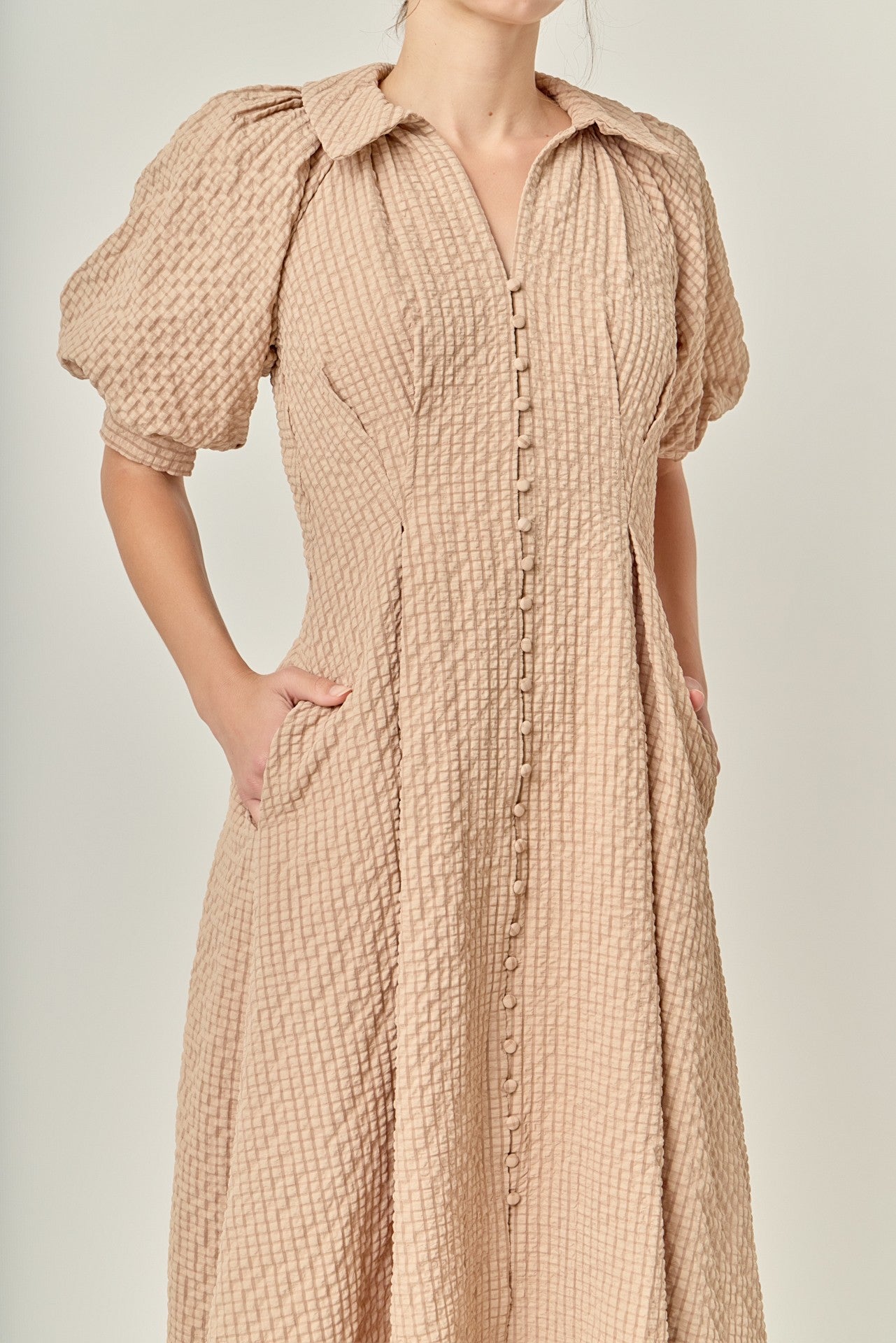 Puff Sleeve Midi Dress