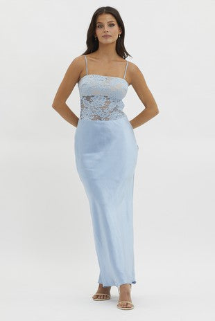 Lace Front & Center Detail Maxi Dress