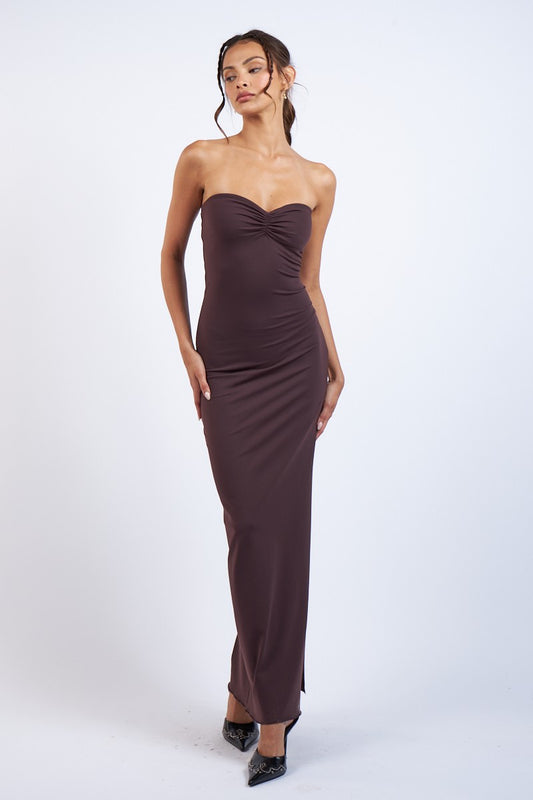 Brown Strapless Dress