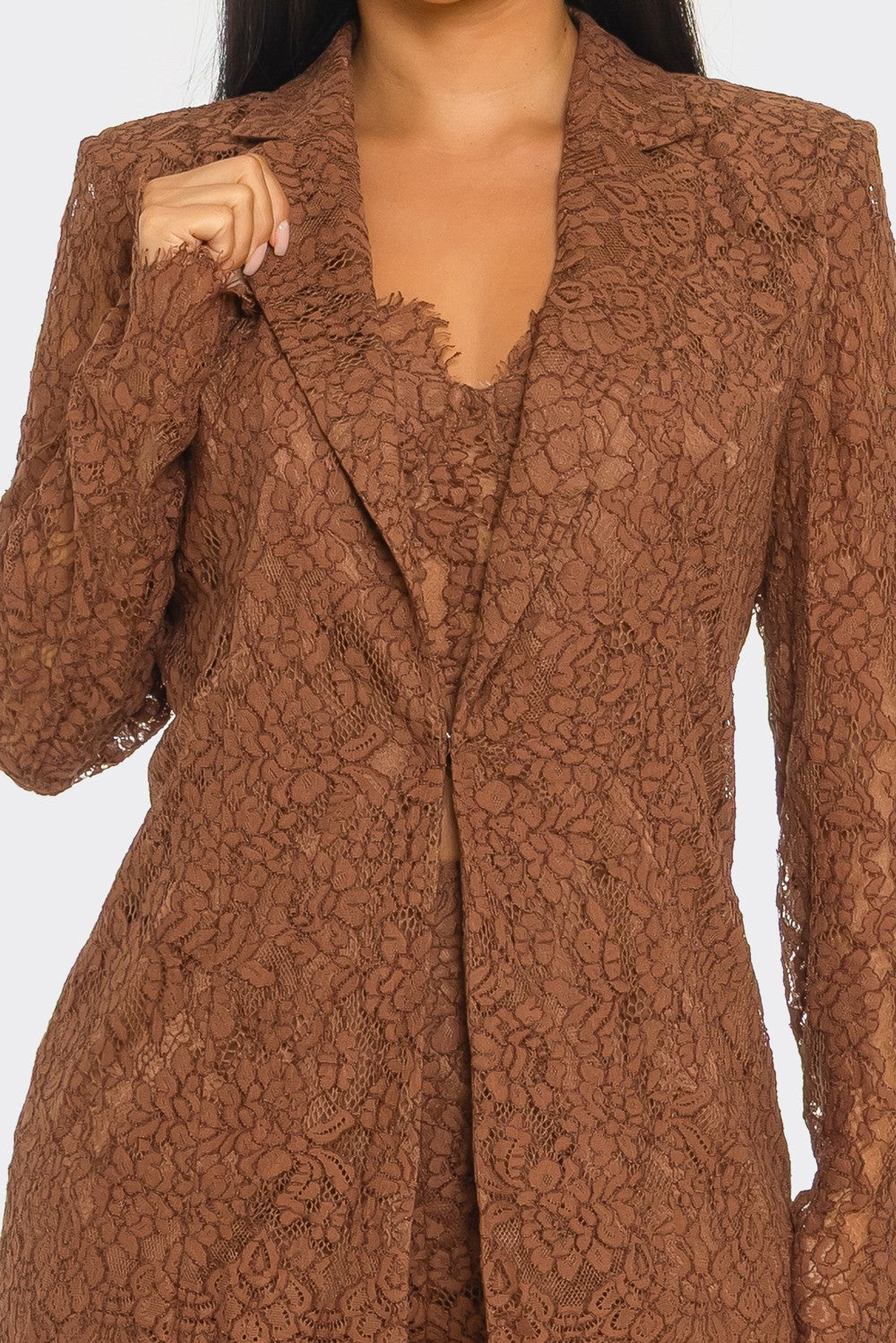 3 Piece Lace Trouser, Blazer and Cami Set