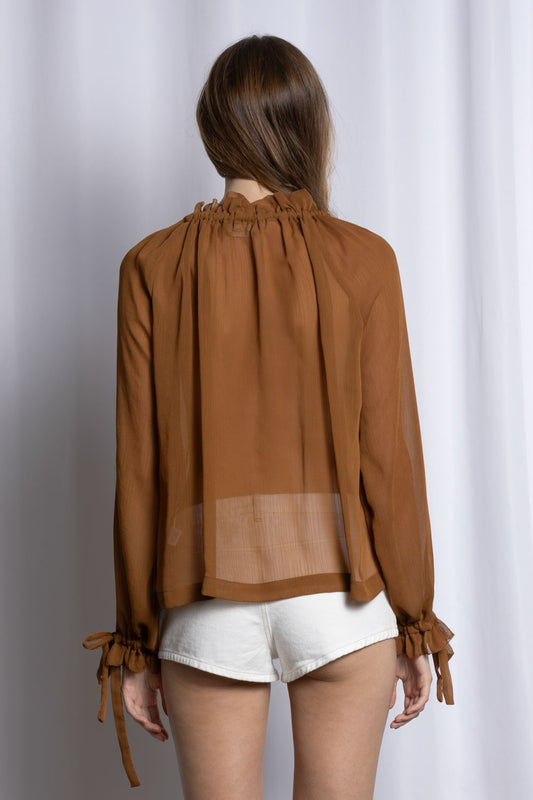 Sheer Chiffon Ruffle Top