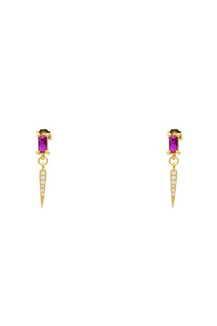 Gold Cubic Zirconia Spike Dangle Earring #20015