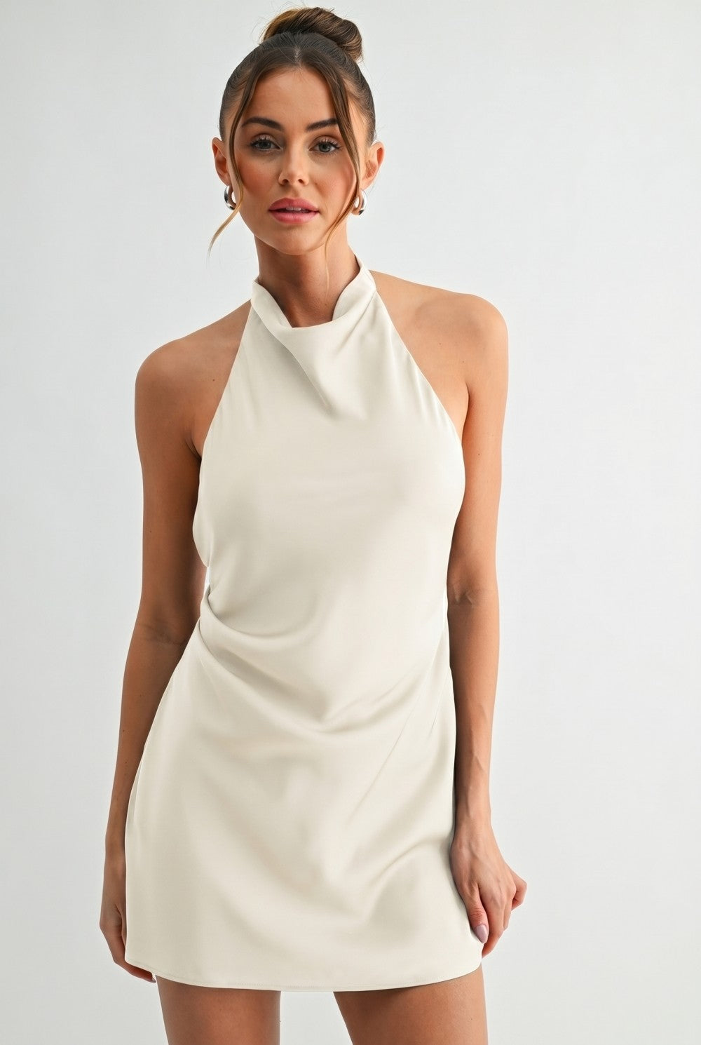Halter Satin Mini Dress