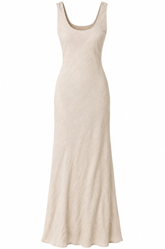 Linen Scoop Neck Dress