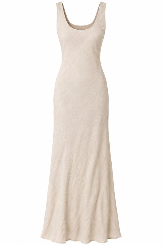 Linen Scoop Neck Dress