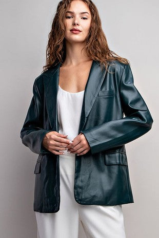 Faux Leather Blazer