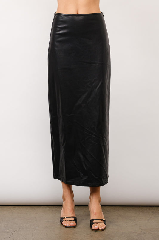 Faux Leather Midi Skirt