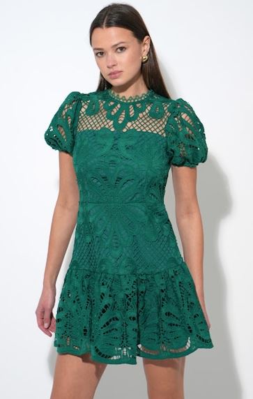 Designer Emerald Green Crochet Dress